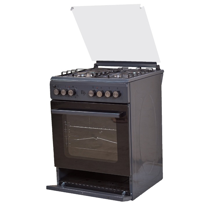 Bj’s 3 Gas+1 Hot Plate 60by60 Stand Cooker Grey