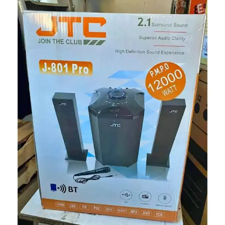 JTC 2.1CH multimedia speaker-12,000W-J-801 PRO+FREE MIC