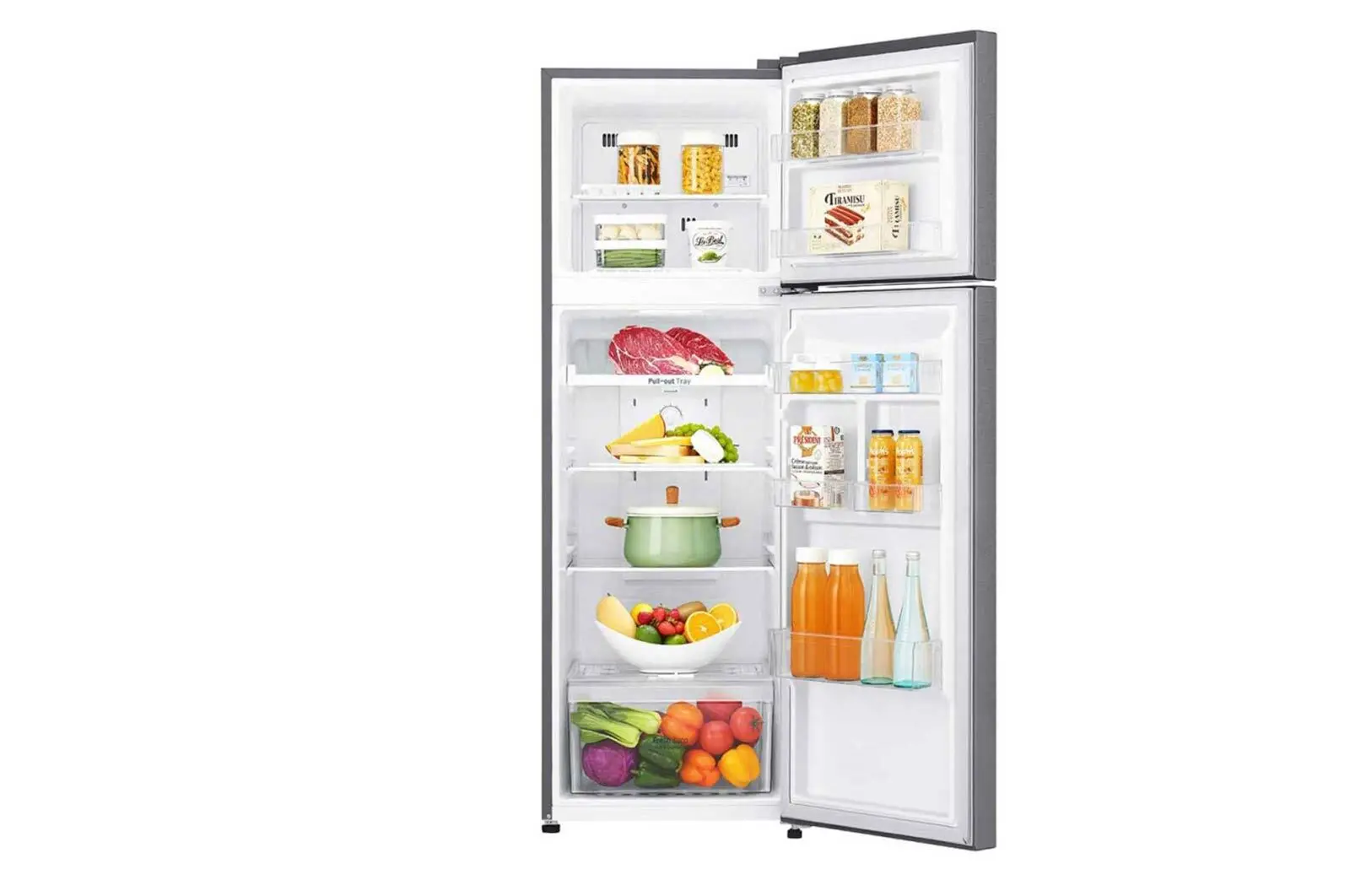 LG GL-C252SLBB Refrigerator, Top Mount Freezer, 234 L – Silver