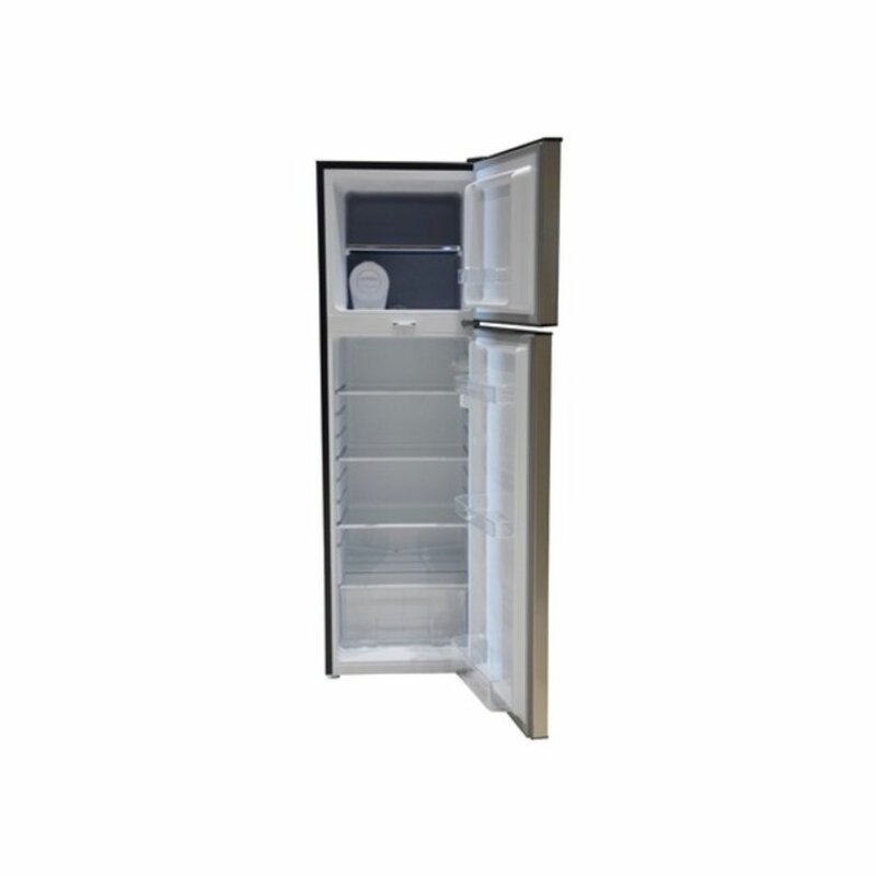 MIKA Fridge, 168L, 2 Door Top Mount Freezer, Defrost (Direct Cool), Dark Silver