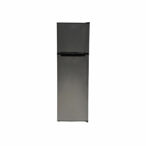 MIKA Fridge, 168L, 2 Door Top Mount Freezer, Defrost (Direct Cool), Dark Silver