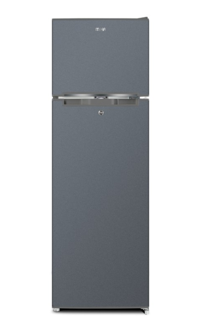 MIKA Fridge, 168L, 2 Door Top Mount Freezer, Defrost (Direct Cool), Dark Silver(MRDCD168DS