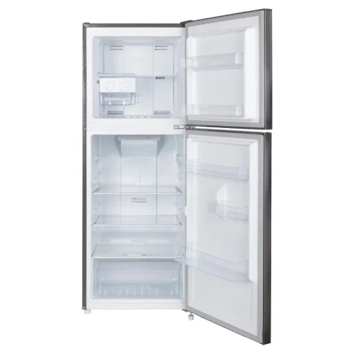 MIKA Fridge, 202L, 2 Door Top Mount Freezer, No Frost (Frost Free), Line Silver Dark