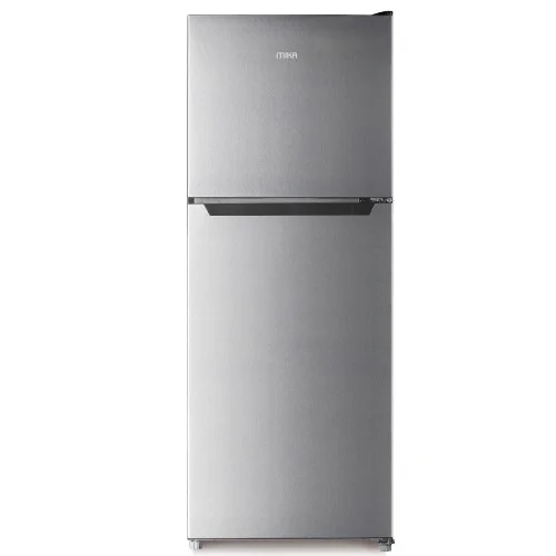 MIKA Fridge, 202L, 2 Door Top Mount Freezer, No Frost (Frost Free), Line Silver Dark