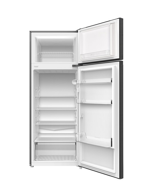 MIKA Fridge, 211L, 2 Door Top Mount Freezer, Defrost (Direct Cool), Inox Dark Matt