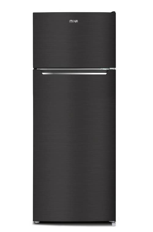 MIKA Fridge, 211L, 2 Door Top Mount Freezer, Defrost (Direct Cool), Inox Dark Matt