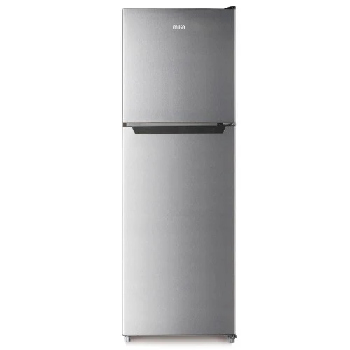 MIKA Fridge, 255L, 2 Door Top Mount Freezer, No Frost (Frost Free), Line Silver Dark