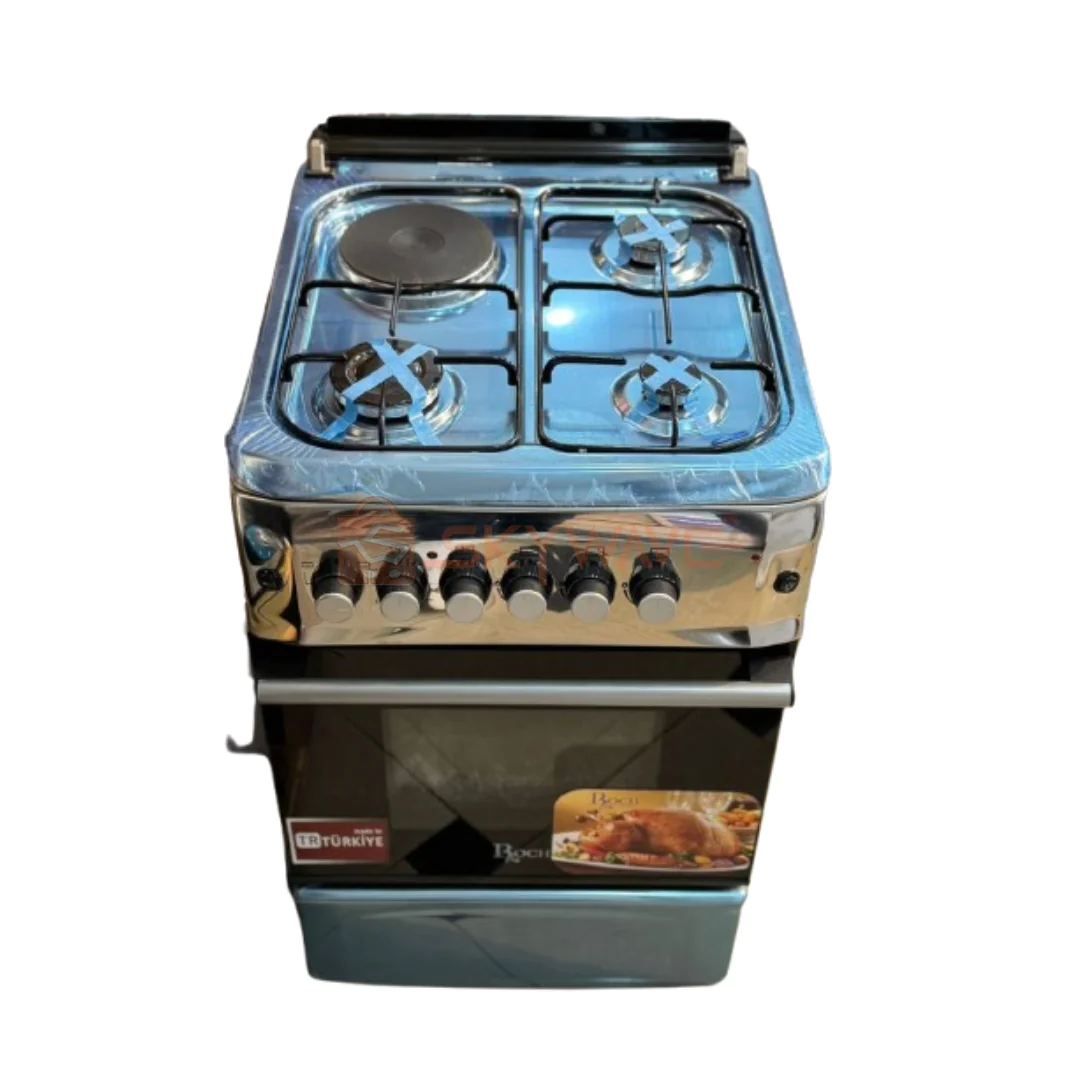 Roch 50×55, 3 Gas and 1 Electric Plate -Silver