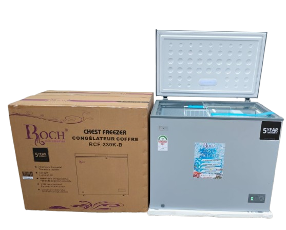 Roch Chest Freezer RCF-330K-B – 251 Litres, Lock & Key, 3 Star Rating