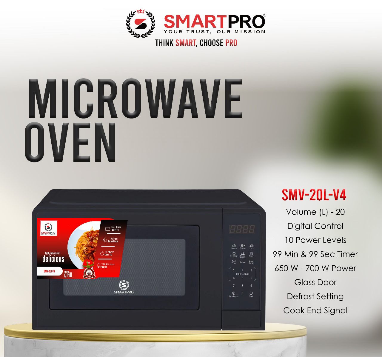 Smartpro 20liter digital microwave -SMV-20l-V4