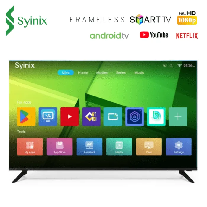 Syinix 32 inch Smart Android TV 32S65 Frameless YouTube Netflix i-Cast