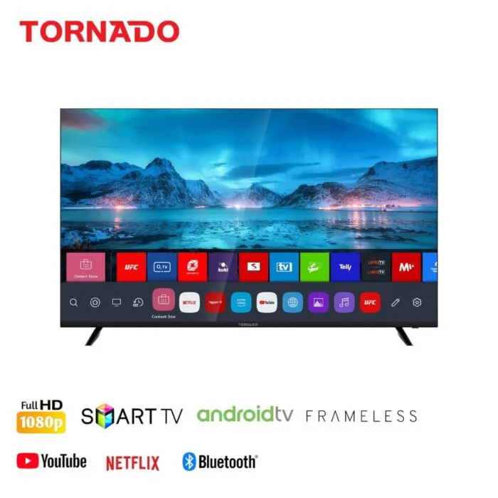 Tornado 43″ inch Smart Android TV TR43UAS Frameless Netflix Youtube with Bluetooth