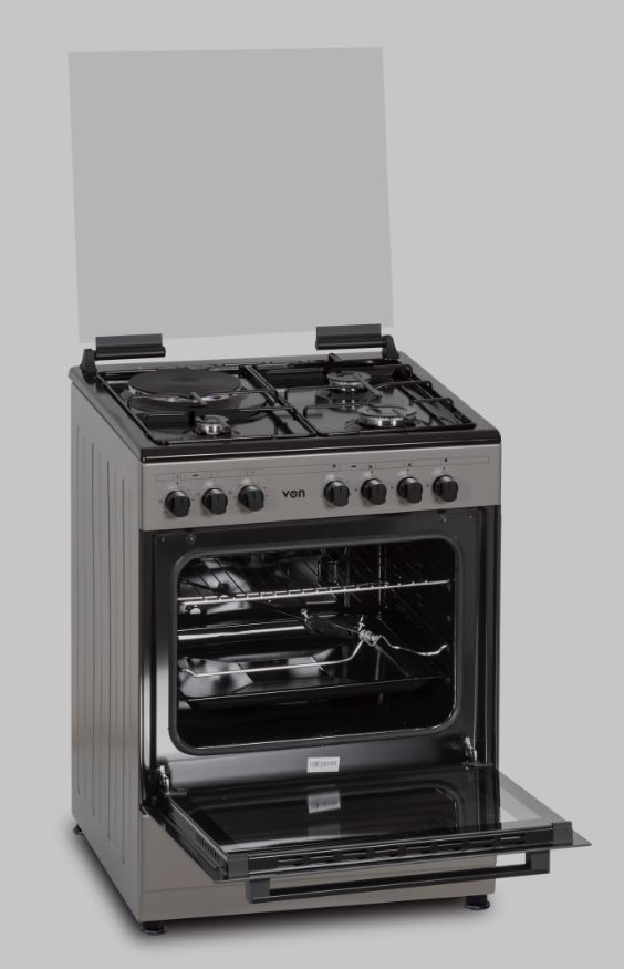 VON HOTPOINT FREE STANDING COOKER (VAC65H31UX) 3GAS + 1ELECTRIC INOX