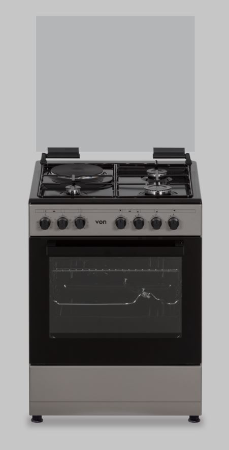 VON HOTPOINT FREE STANDING COOKER (VAC65H31UX) 3GAS + 1ELECTRIC INOX