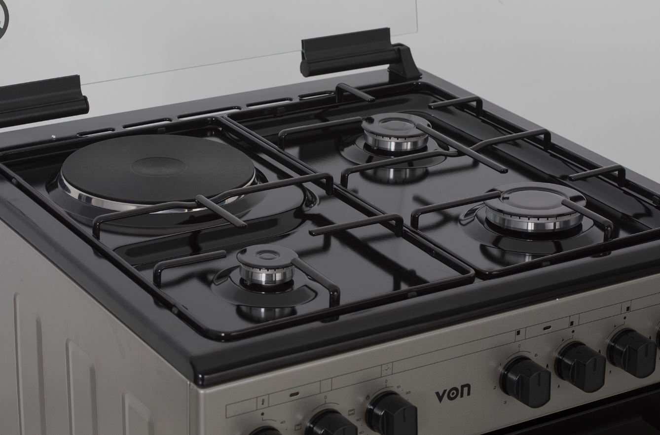 VON HOTPOINT FREE STANDING COOKER (VAC65H31UX) 3GAS + 1ELECTRIC INOX